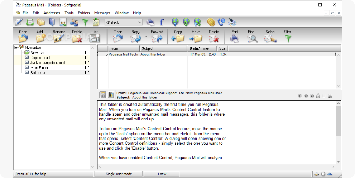 Интерфейс бесплатного почтового клиента для Windows